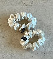 2 Midi Ivory Silk Charmeuse Scrunchies | Soft & Luxurious Handmade Hair Ties