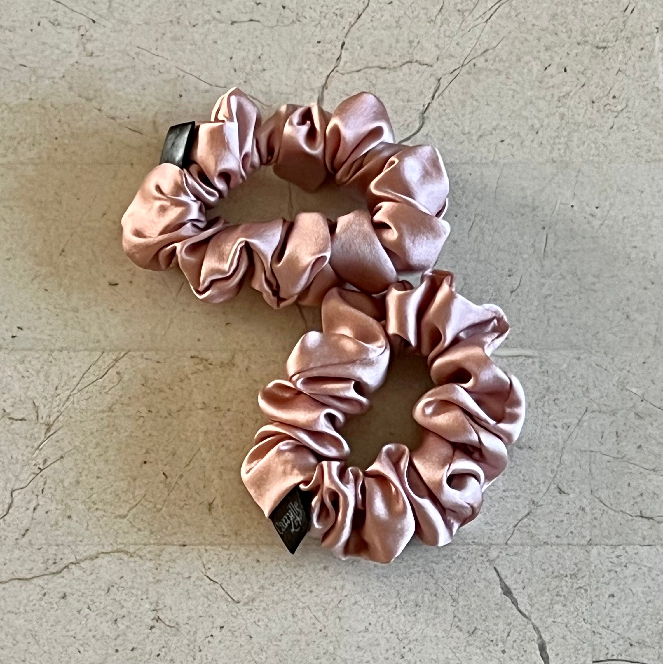 2 Midi Mahogany Rose Silk Charmeuse Scrunchies | Soft & Luxurious Handmade Hair Ties