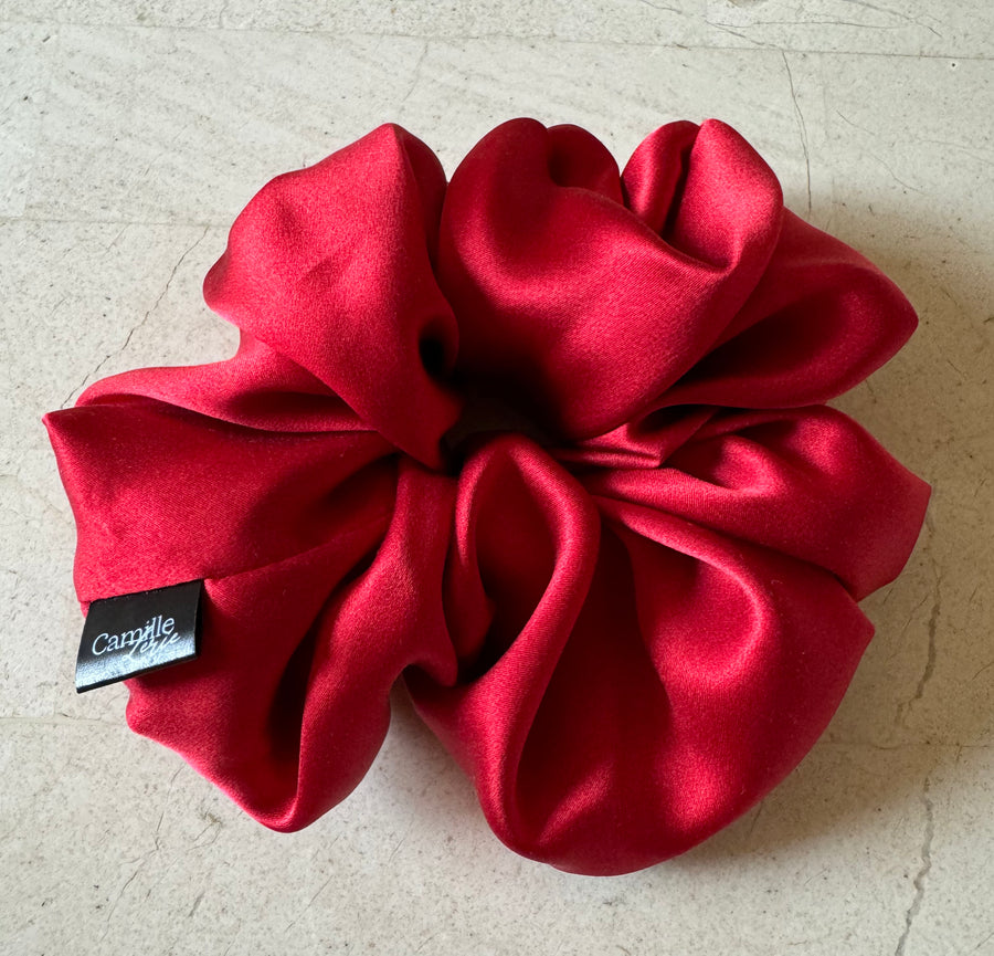 Cherry Silk Charmeuse Scrunchies Large