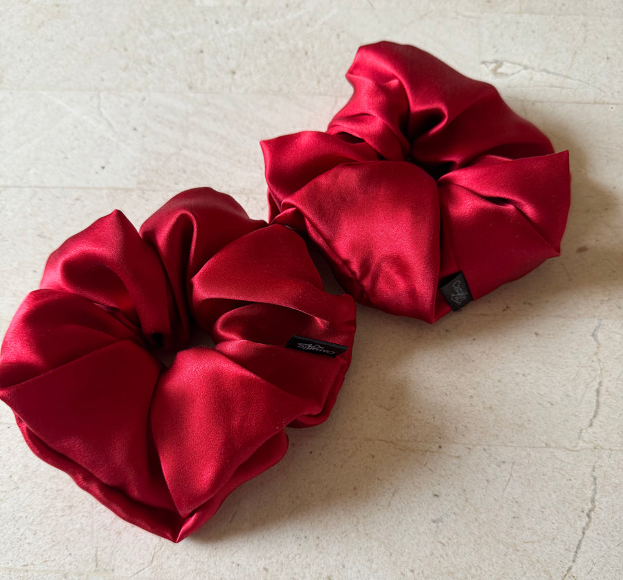 Cherry Silk Charmeuse Scrunchies Regular