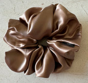 Coffee Silk Charmeuse Scrunchies Large