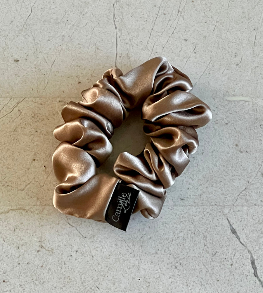 Coffee Silk Charmeuse Scrunchies Midi