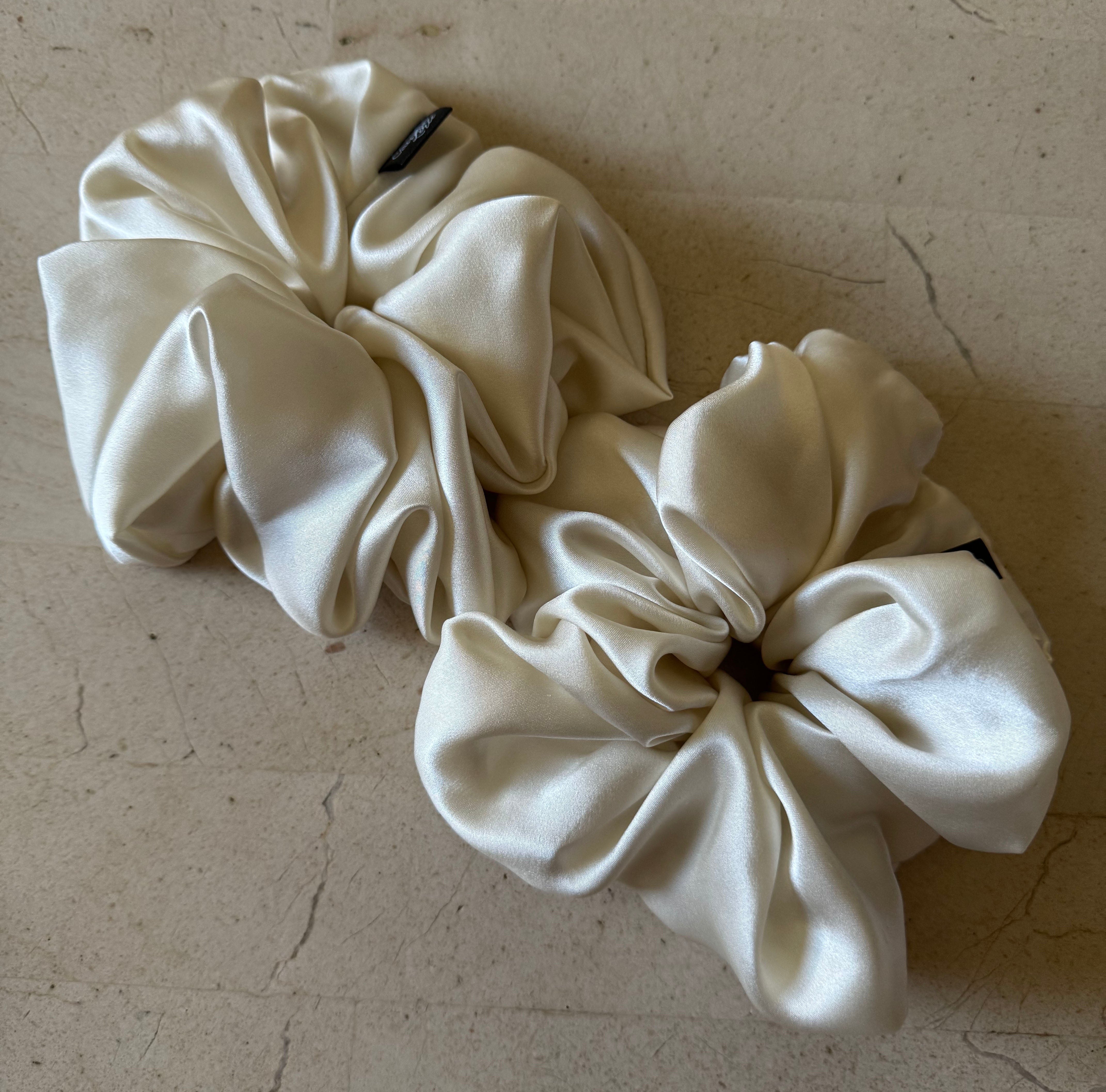 Ivory Silk Charmeuse Scrunchies Large