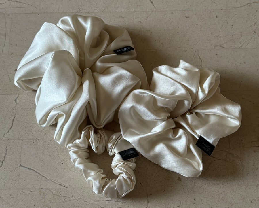 3 pack Ivory Scrunchies Bundle