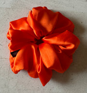 Large Sunset Orange Silk Charmeuse Scrunchies | Soft & Luxurious Handmade Hair Ties