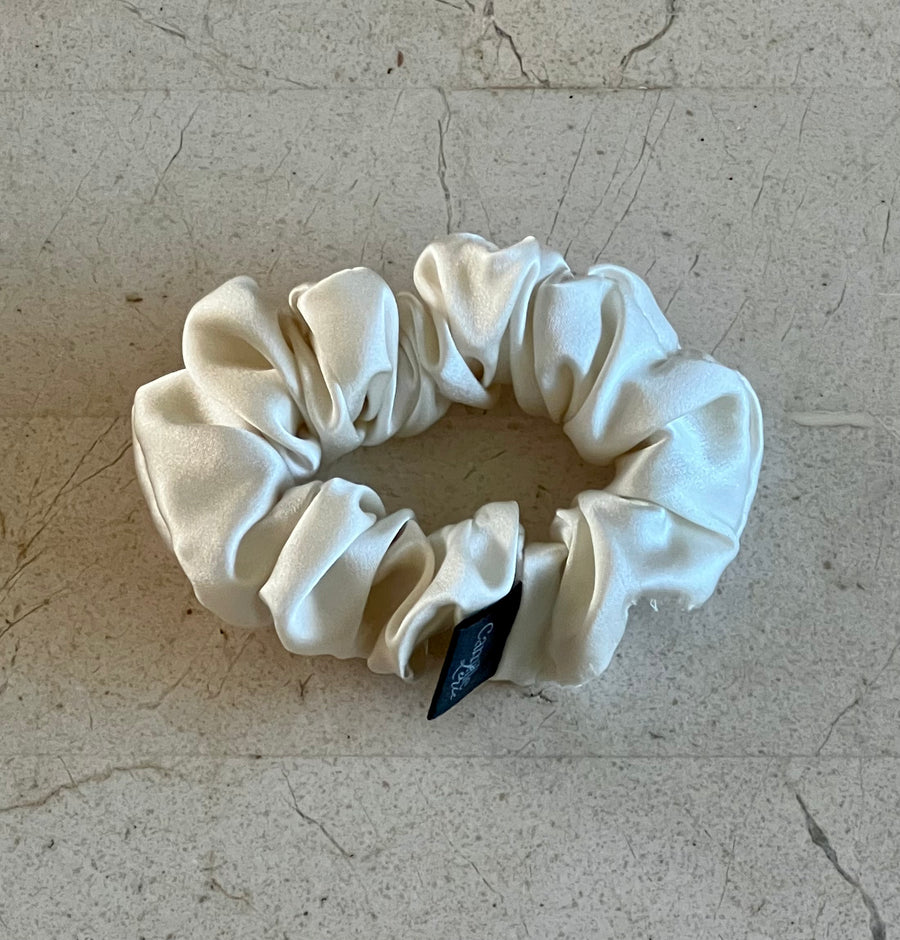 Midi Ivory Silk Charmeuse Scrunchies | Soft & Luxurious Handmade Hair Ties