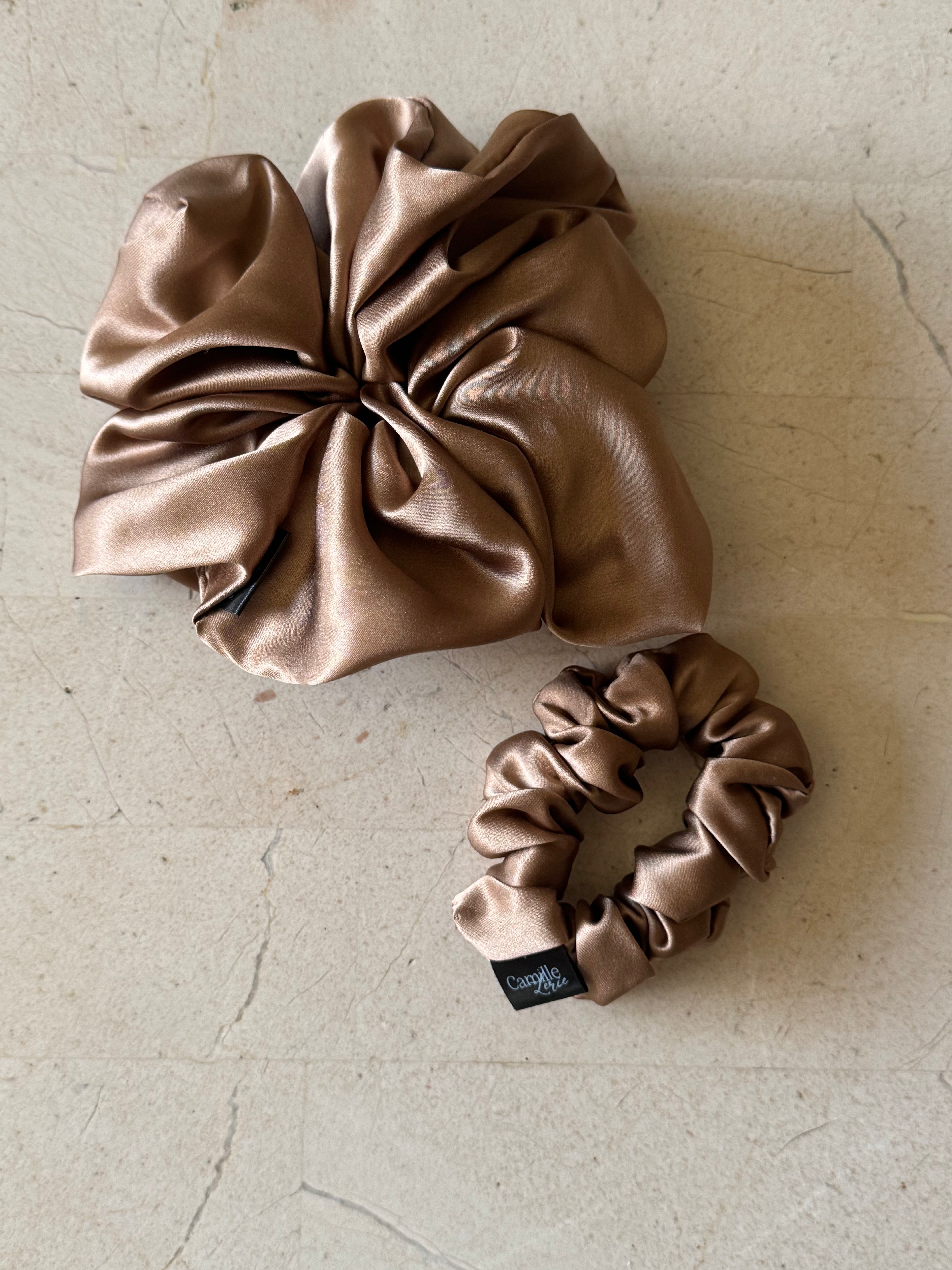 Midi & Large Coffee Silk Scrunchies