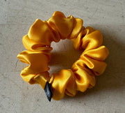 Midi Marigold Yellow Silk Charmeuse Scrunchies | Soft & Luxurious Handmade Hair Ties