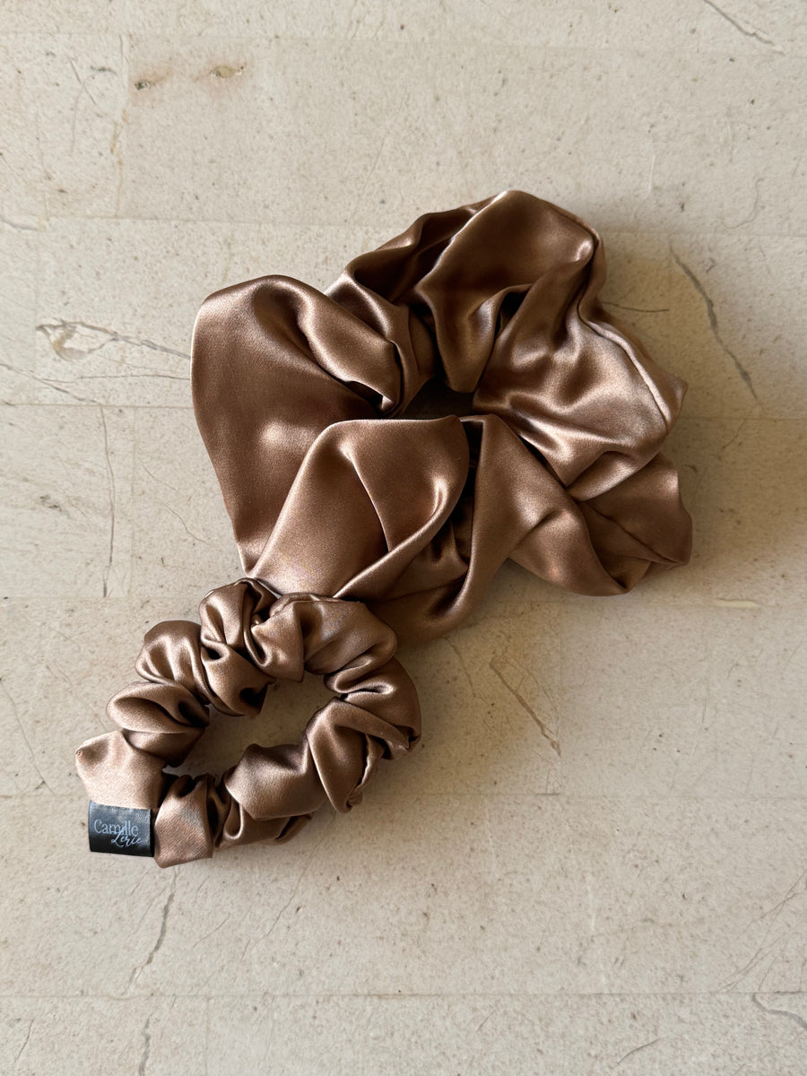 Midi & Regular Coffee Silk Scrunchies