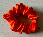 Midi Sunset Orange Silk Charmeuse Scrunchies | Soft & Luxurious Handmade Hair Ties