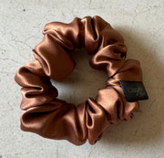 Midi Toffee Silk Charmeuse Scrunchies | Soft & Luxurious Handmade Hair Ties