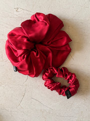 Midi and Large Cherry Silk Scrunchies