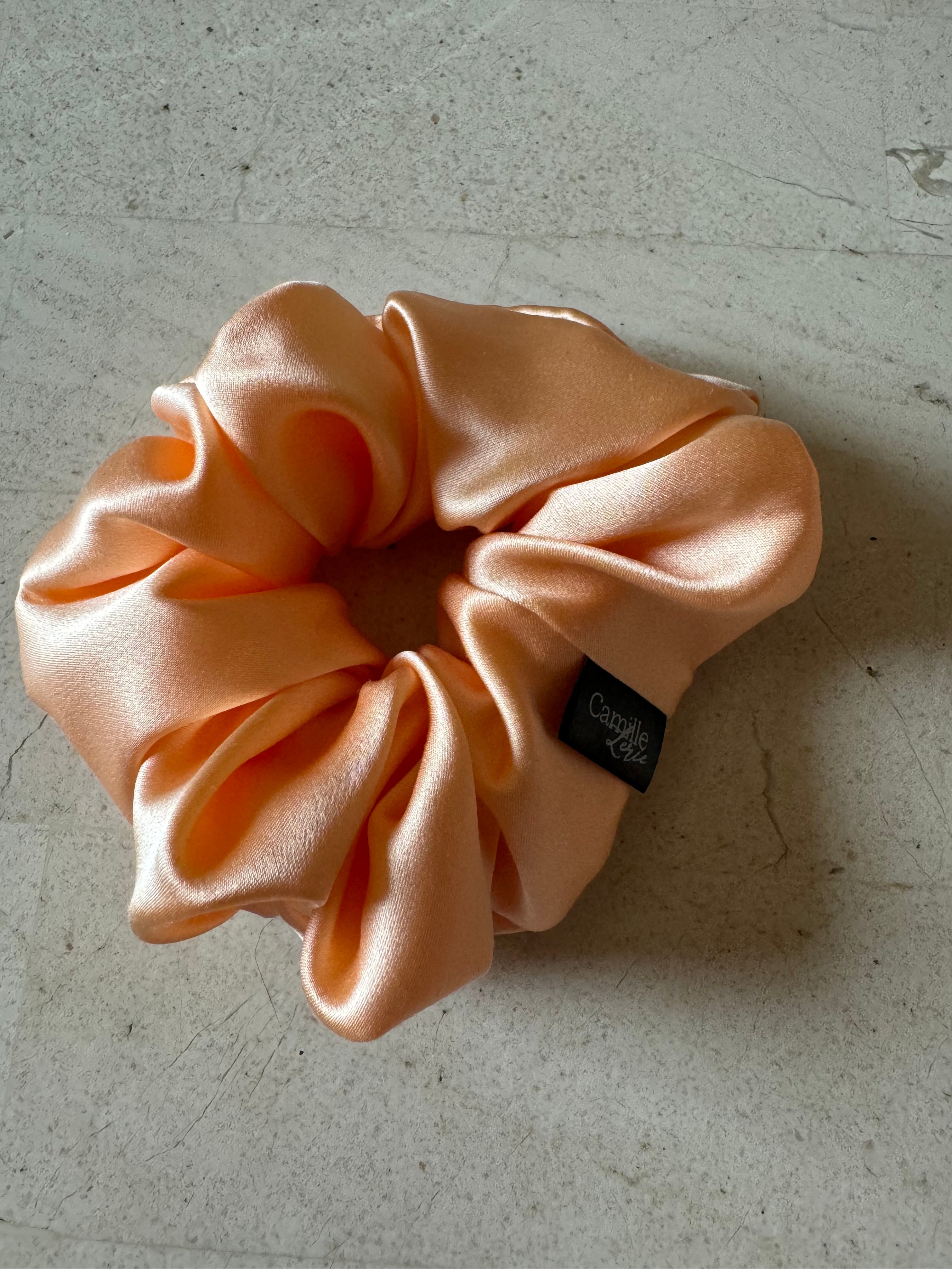 Regular Caramel Cream Silk Charmeuse Scrunchies | Soft & Luxurious Handmade Hair Ties