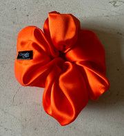 Regular Sunset Orange Silk Charmeuse Scrunchies | Soft & Luxurious Handmade Hair Ties