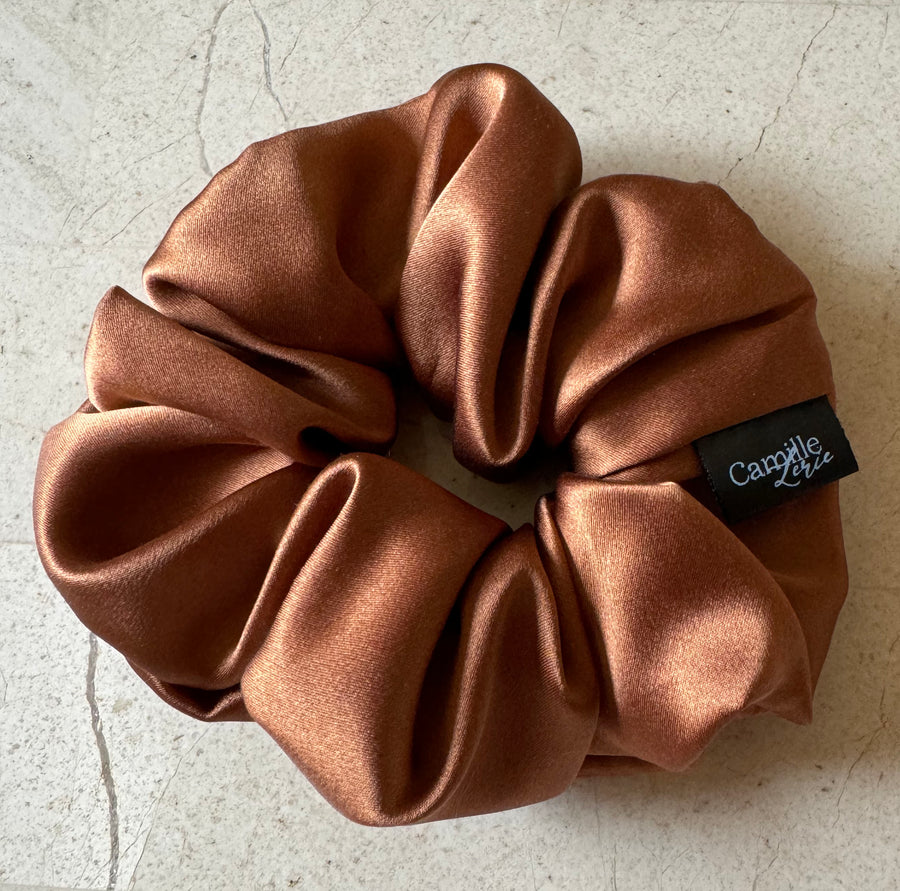 Regular Toffee Silk Charmeuse Scrunchies | Soft & Luxurious Handmade Hair Ties