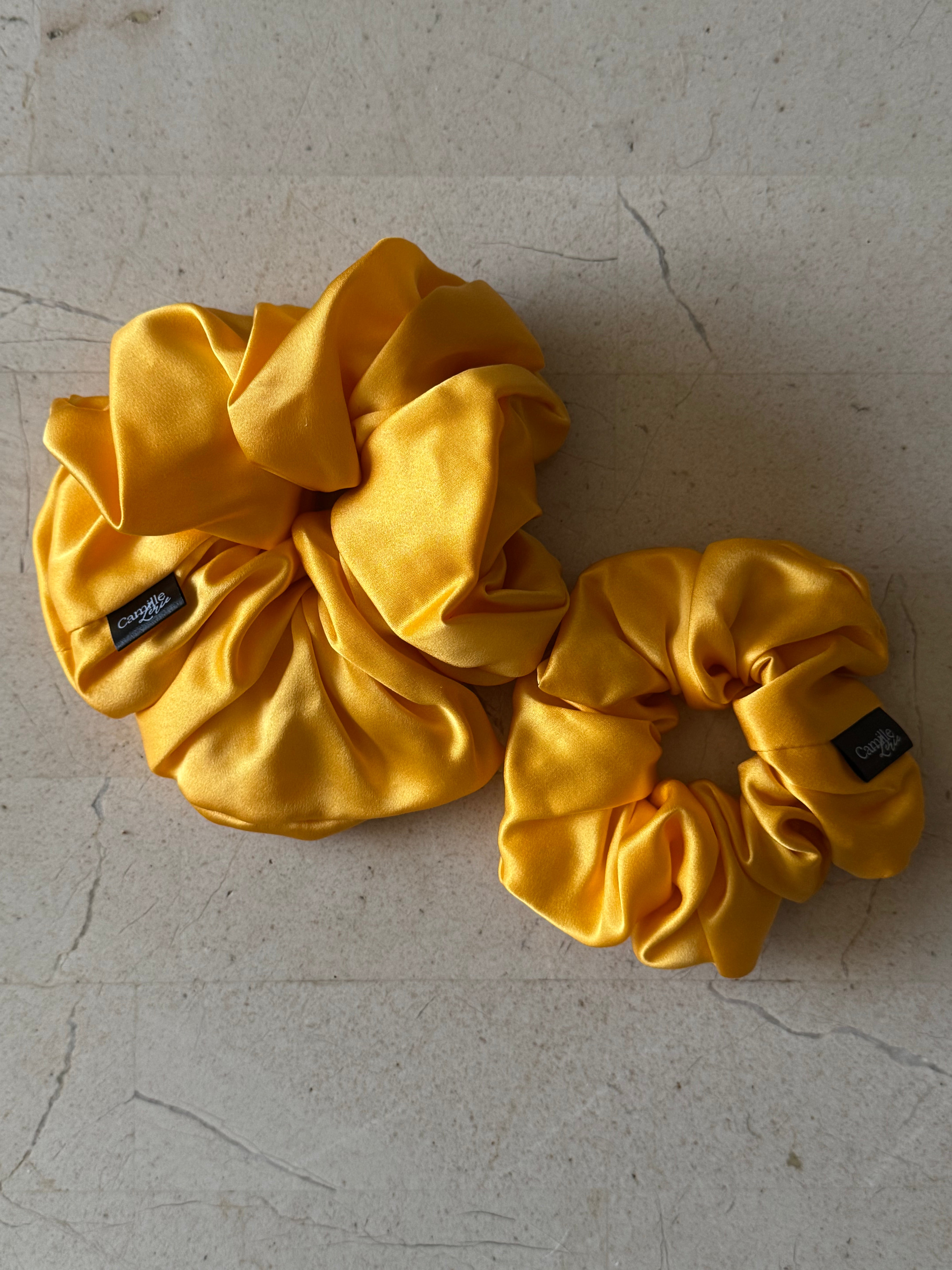 Regular and Large Marigold Silk Scrunchies