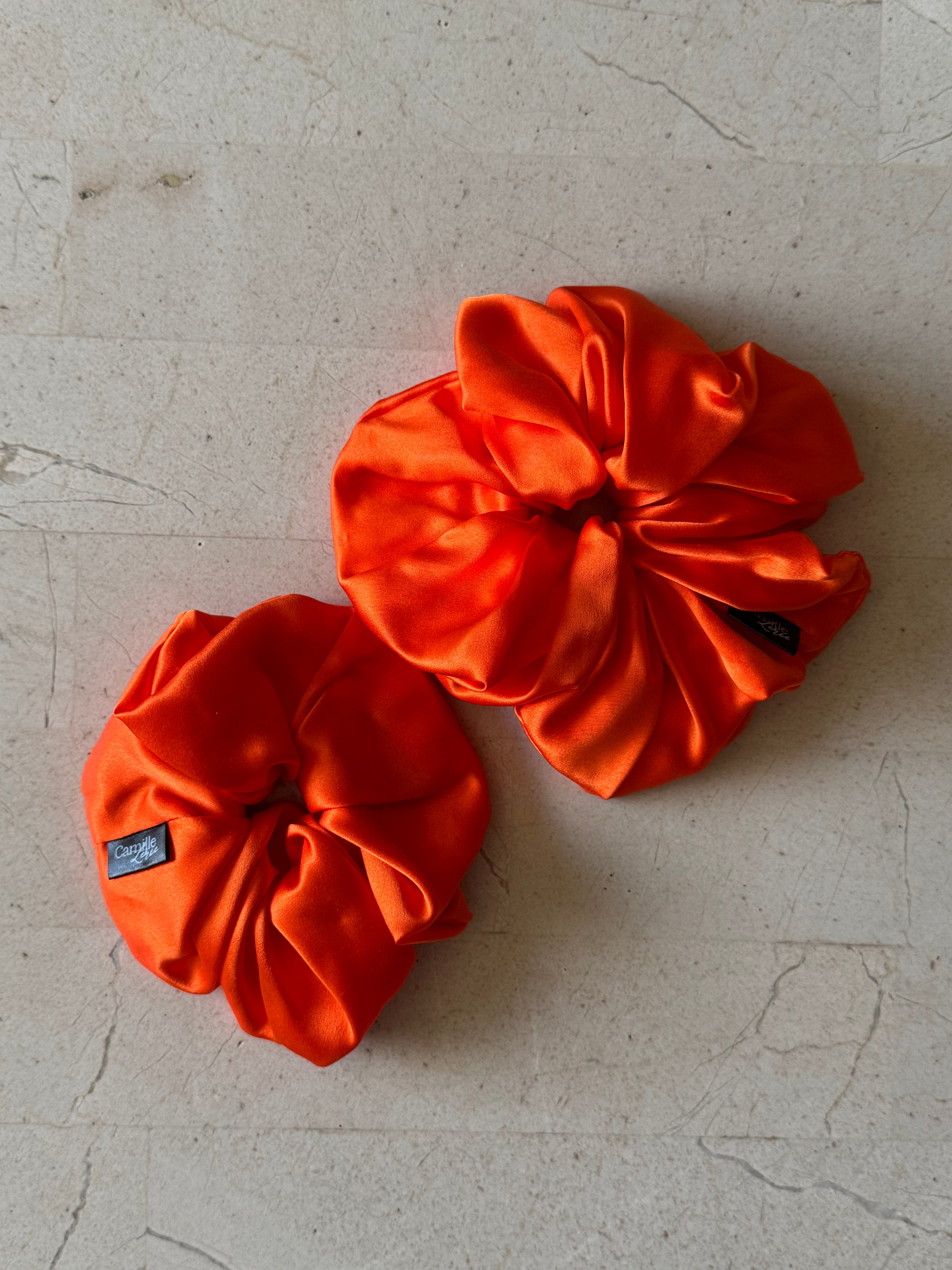 Regular and Large Sunset Silk Scrunchies